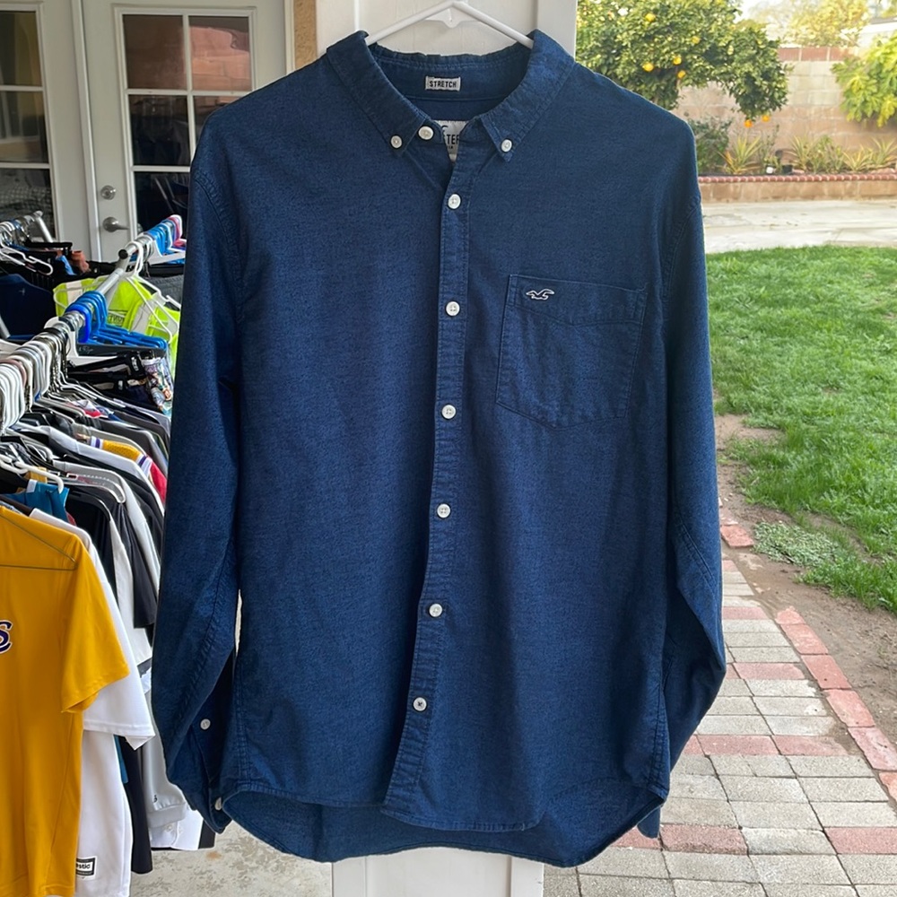 L Hollister Stretch Dress Shirt